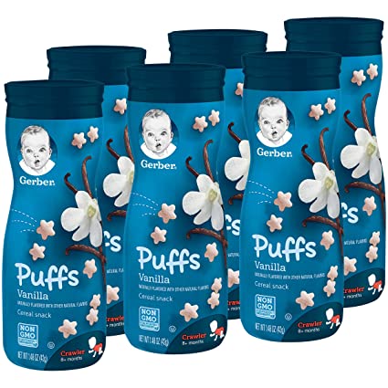 Gerber Puffs Cereal Snack, Vanilla, 1.48 Ounce (Pack of 6) - Gerber ...